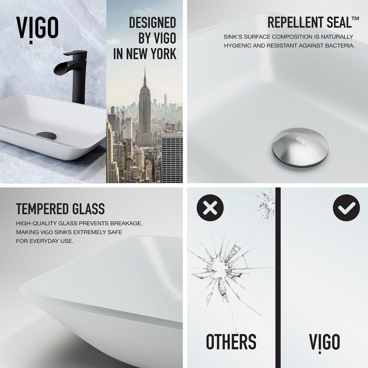 Sottile White Bathroom Sink/Basin Set with Niko Faucet and Glass Rectangular Vessel