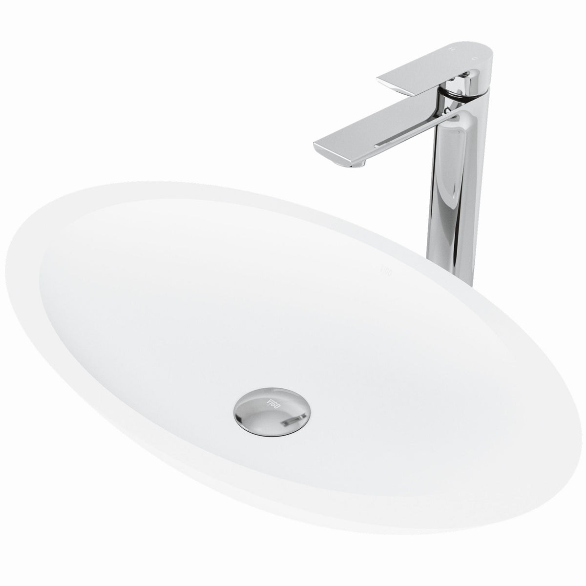 Wisteria White Bathroom Sink/Basin Set with Norfolk Faucet and Oval Composite Vessel