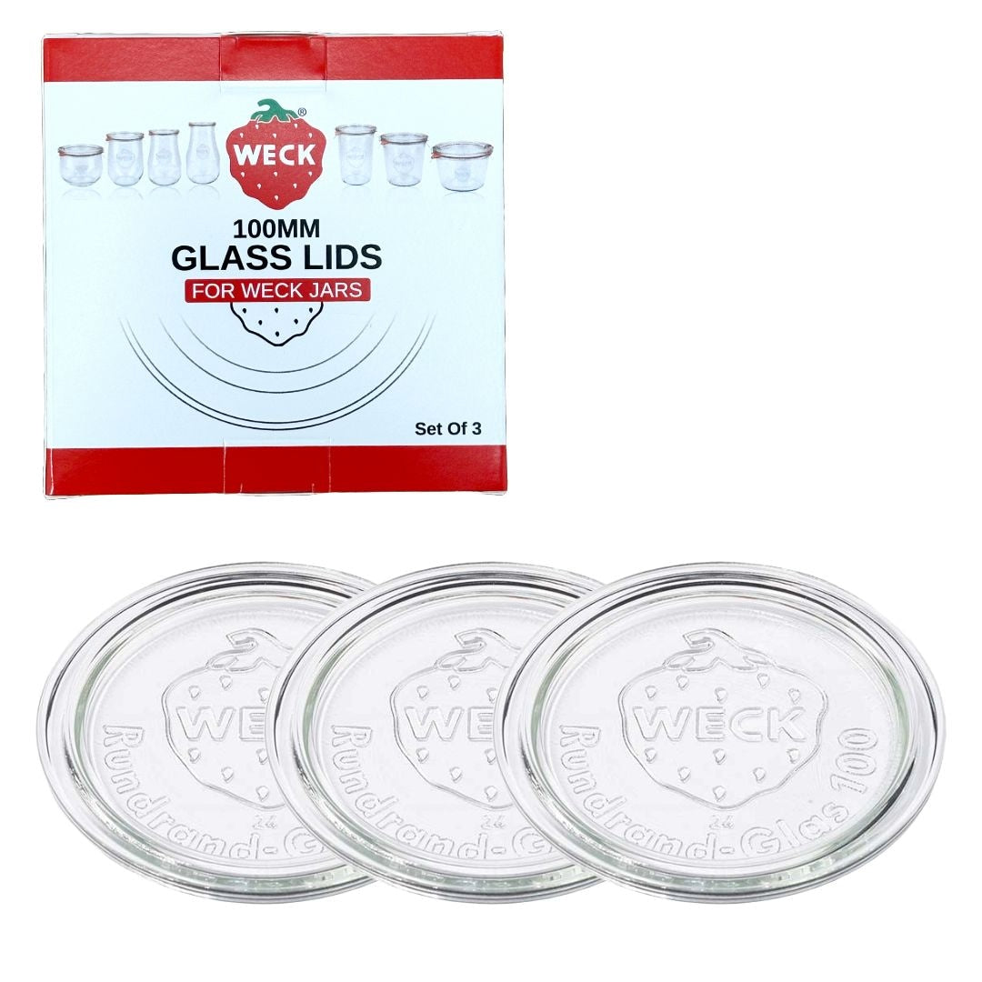 100mm Glass Lids for Jars, Dishwasher/Microwave-Safe, 3-pk