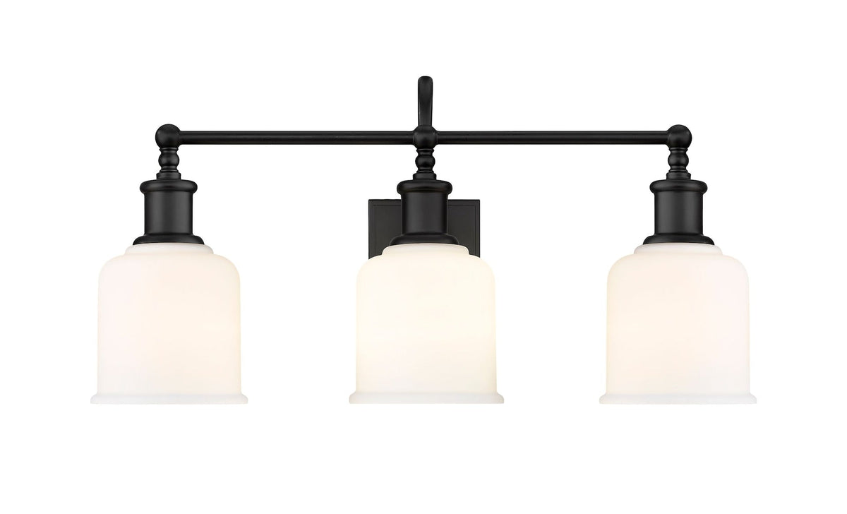 Bryant 3-Light Vanity Light, Black with Opal Shade