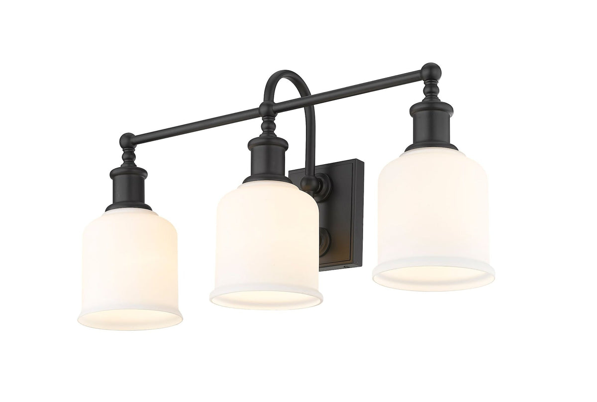 Bryant 3-Light Vanity Light, Black with Opal Shade