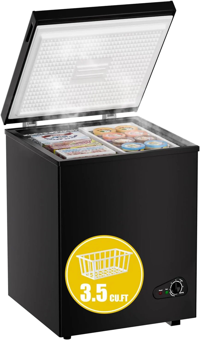 7.0 Cu Ft Chest Freezer - Energy Efficient & Quiet Mini Freezer with Adjustable Thermostat - Compact Deep Freezer for Home, Apartment, and Garage - Removable Basket & Defrost Drain Q2808