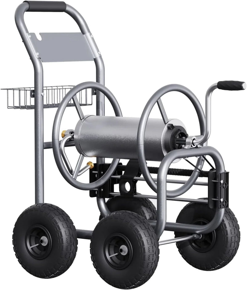 Tool pipe trailer, heavy-duty wheeled hose vehicle, suitable for outdoor industrial hose reels, length 250 feet, inner diameter 5/8 inches, hose guide device pre-installed. X5626