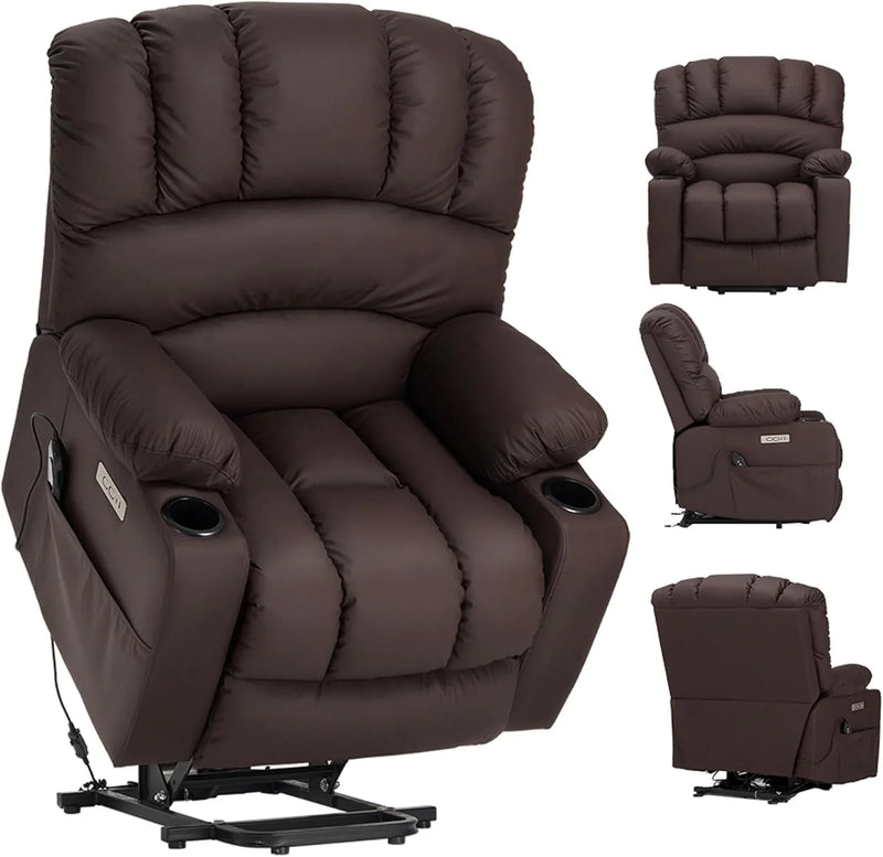 Electrically adjustable reclining chair - Electrically massaging adjustable reclining chair. The chair seat has a heating function. Large shell with velvet backrest. Suitable for the elderly and the elderly. Electrically adjustable reclining chair. A9954