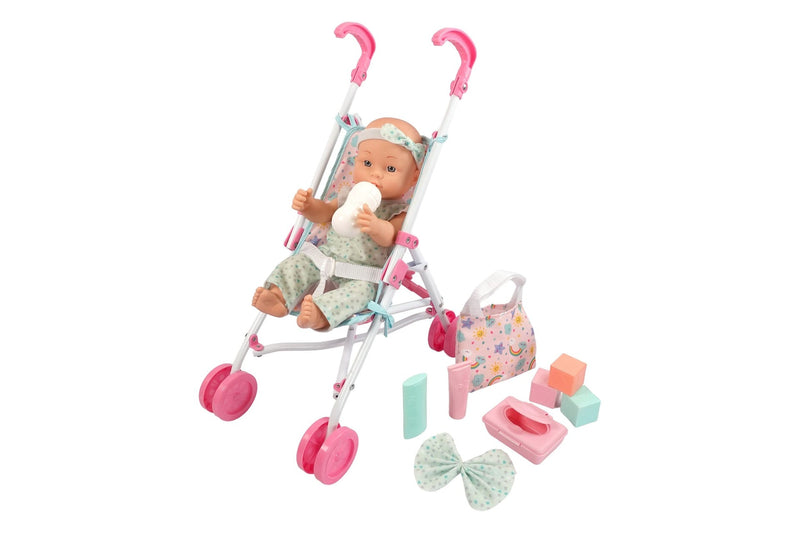 15" Baby Doll With Stroller And Accessories L2039