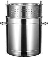 Outdoor Cooking Crawfish Seafood Boil Pot - Stainless Steel Stock Pot with Strainer Basket for Lobster Crab Boil and Shrimp Boil,17.8in/100 quart/25 Gallon