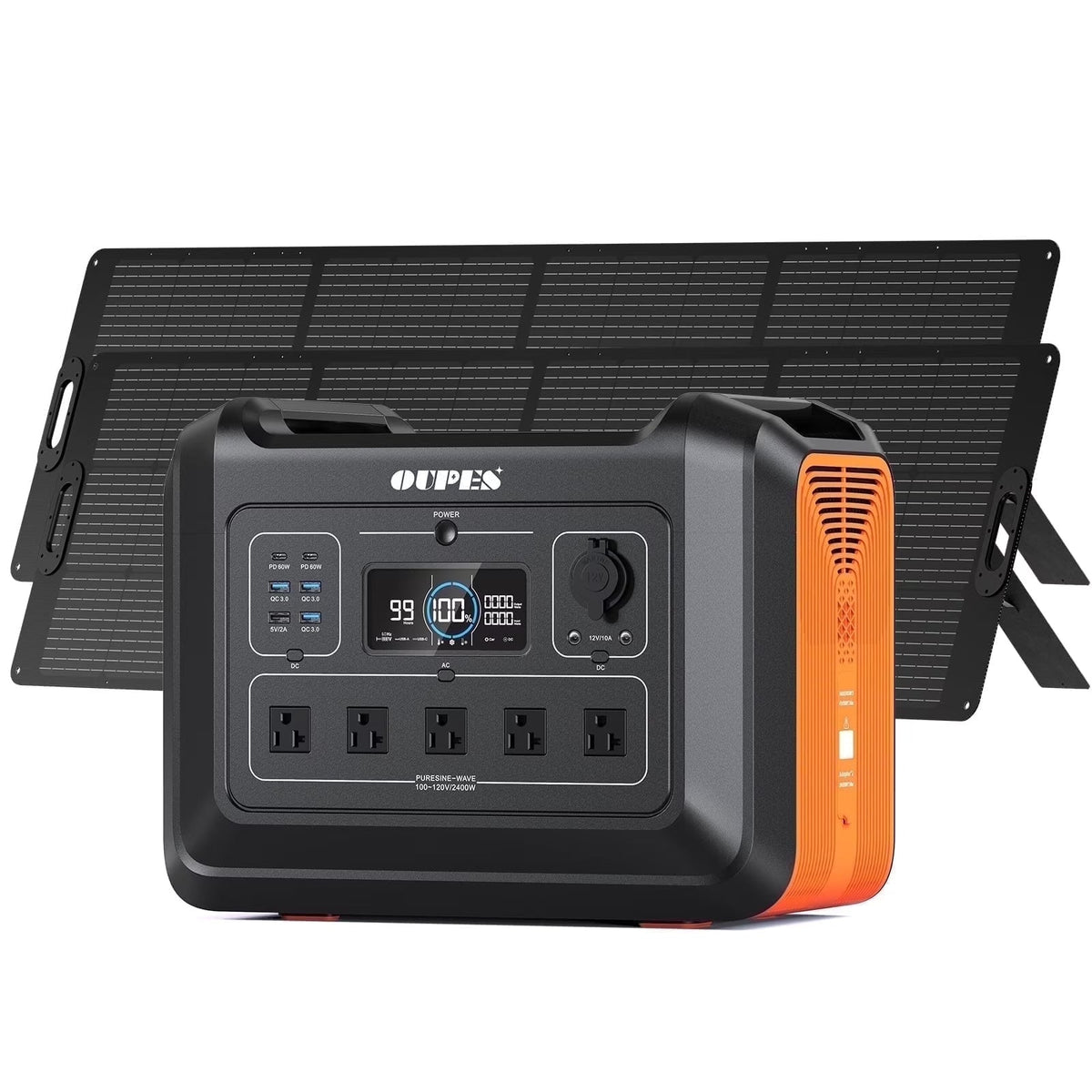 OUPES 2400W 2232Wh Portable Power Station with 4x240W Solar Panel,Solar Generator for Outdoor Camping,Home Backup,Emergency,RV