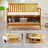 Outdoor bench with storage box, 28-gallon outdoor storage bench, garden seat made of rosewood with cushion, suitable for parks, balconies, and terraces, double-person outdoor furniture, made of teak material