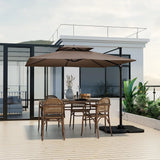 9.5-foot cantilevered patio umbrella, outdoor square offset umbrella, 360° rotatable, double-structured heavy-duty patio hanging umbrella, with cross base, suitable for gardens, patios, swimming pools and backyards.