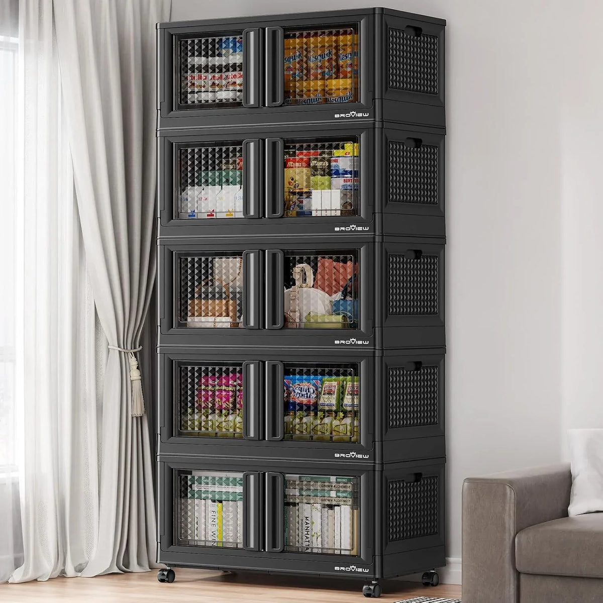 600 sets of stackable storage boxes with lids and doors, 6 sets of plastic coat closets and storage drawers with wheels, large foldable storage boxes, household and office cabinets
