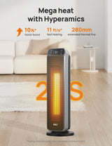 Space Heater for Inside, Electric Heater for Home with Remote, 24 in 11ft/s Fast Quiet Heating, 3 Modes, Safe Energy Efficient Heaters for...