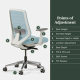 Ergonomic office chair - A versatile office chair with adjustable lumbar support, breathable mesh backrest, and stable wheels - Experience the best comfort and support - Sapphire color