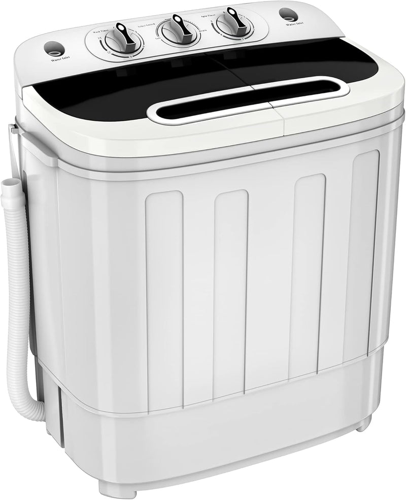Portable mini double-burner washing machine, capacity 13 pounds, equipped with a spin dryer, a compact clothes washing machine, a lightweight small-sized washing machine, suitable for families, apartments, dormitory rooms, and campers. S5574