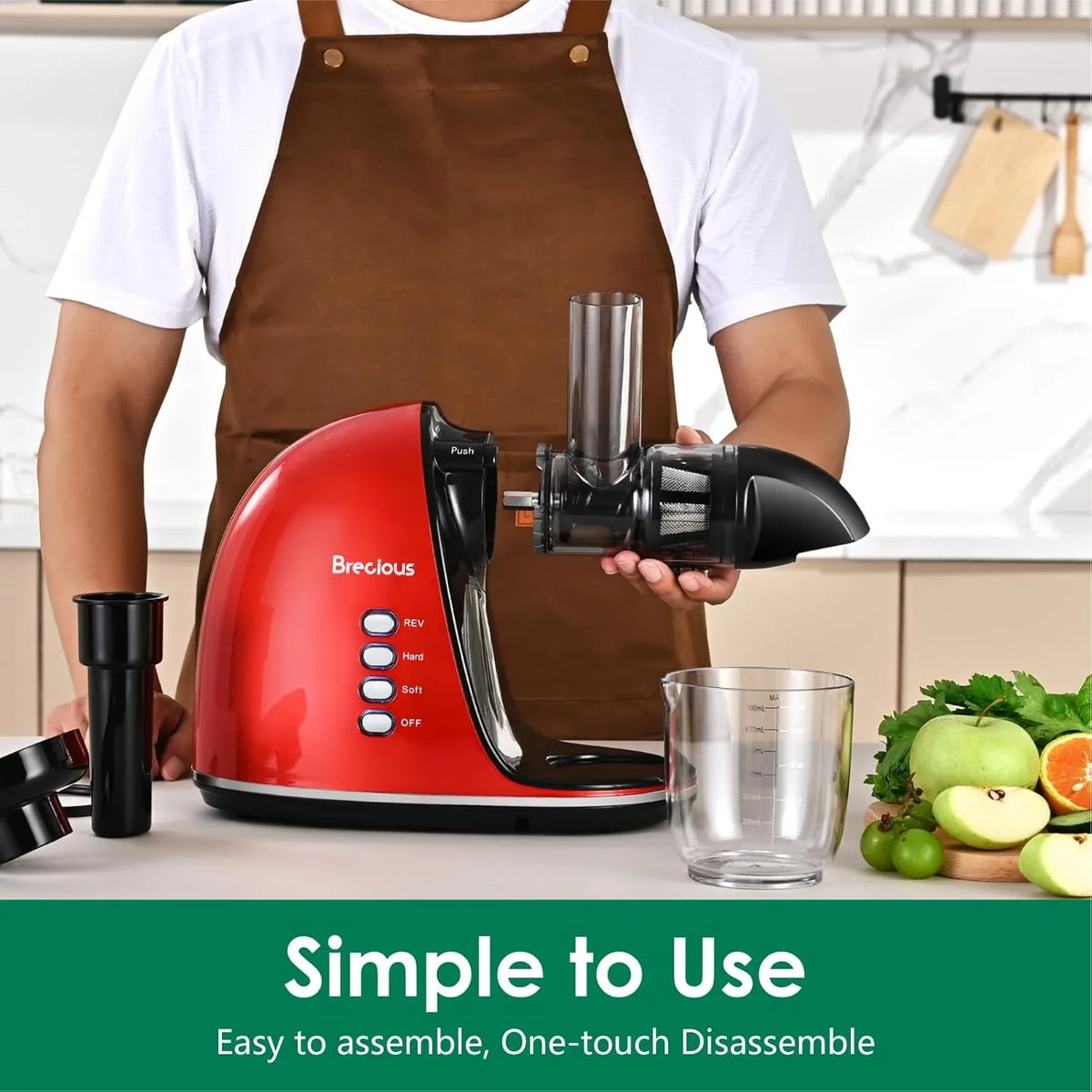 Slow Masticating Juicer,Brecious Cold Press Juicers with 2 Speed Modes & Quiet Motor,Juicers Machines Vegetable and Fruit with Reverse Function,Celery Juicer,BPA-Free,Easy to Clean (Black)