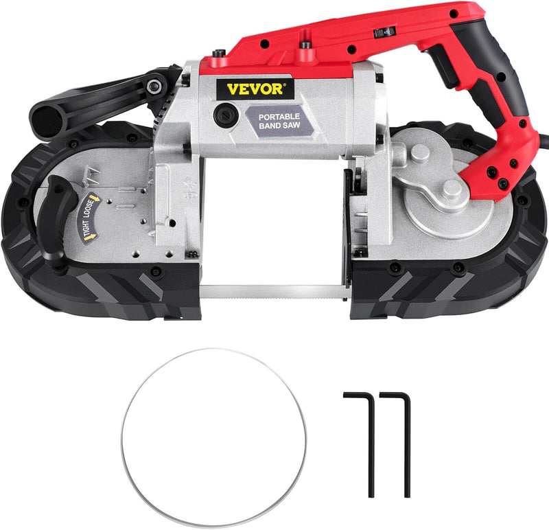 Portable Band Saw, 110V Removable Alloy Steel Base Corded Band Saw, 5 Inch Cutting Capacity Hand held Band Saw,Variable Speed Portable Bandsaw, 10Amp Motor Deep Cut Band saw for Metal Wood T8151