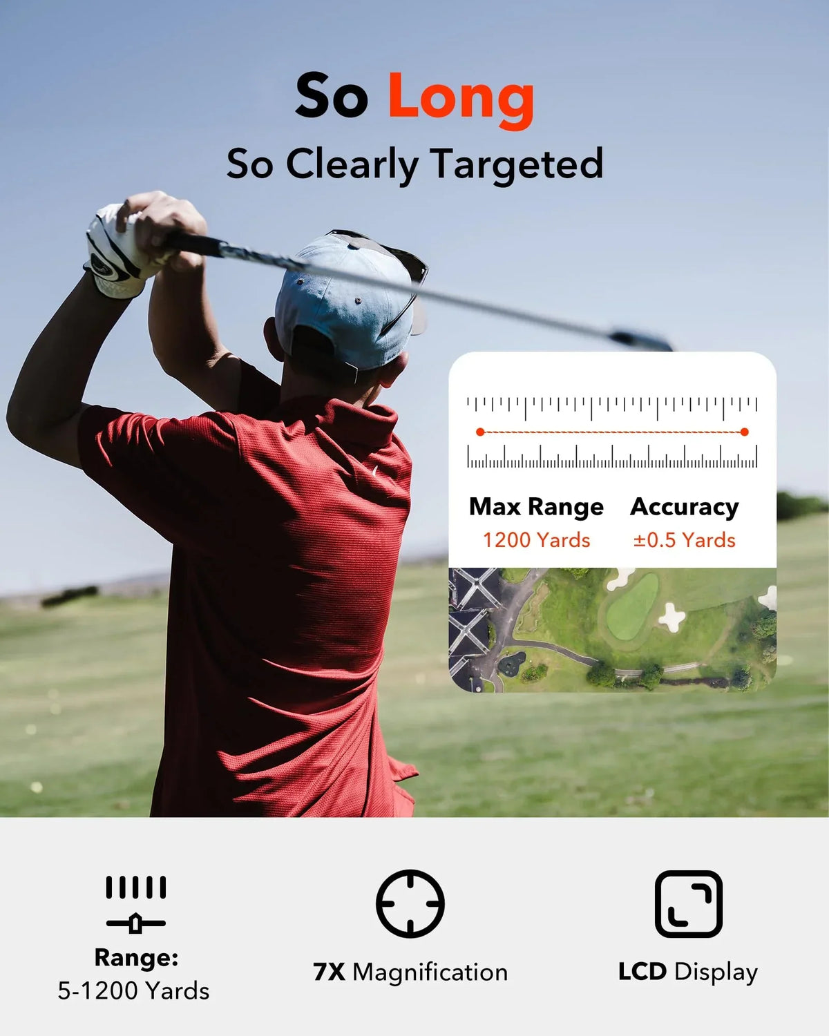 1200 Yards Laser Range Golf Rangefinder with Slope