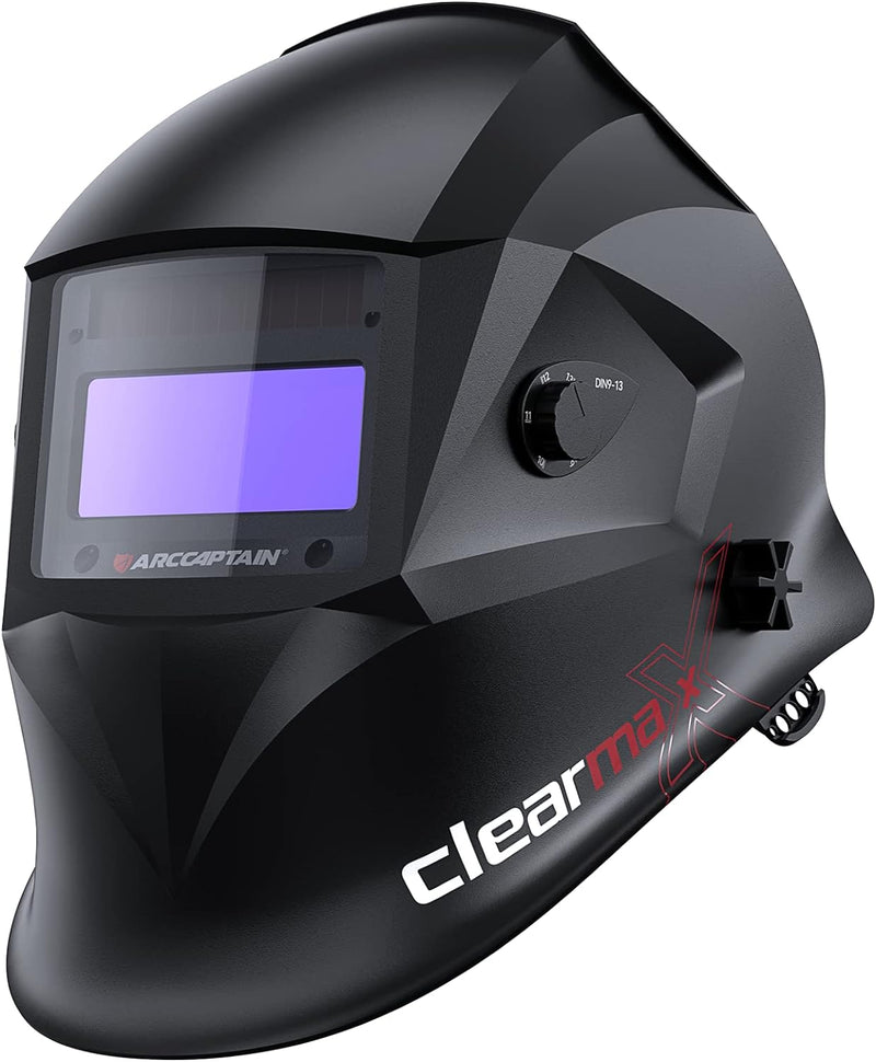 Welding Helmet Auto Darkening, True Color Solar Powered Welding Mask with 4 Arc Sensor, 1/1/1/1 Optical Clarity and Adjustable Shade 4/9-13 Welder Helmet T541