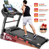 Famistar Folding Treadmill for Home with 15 Levels Auto Incline, 300LB Capcity, 10MPH Fast Speed Controls