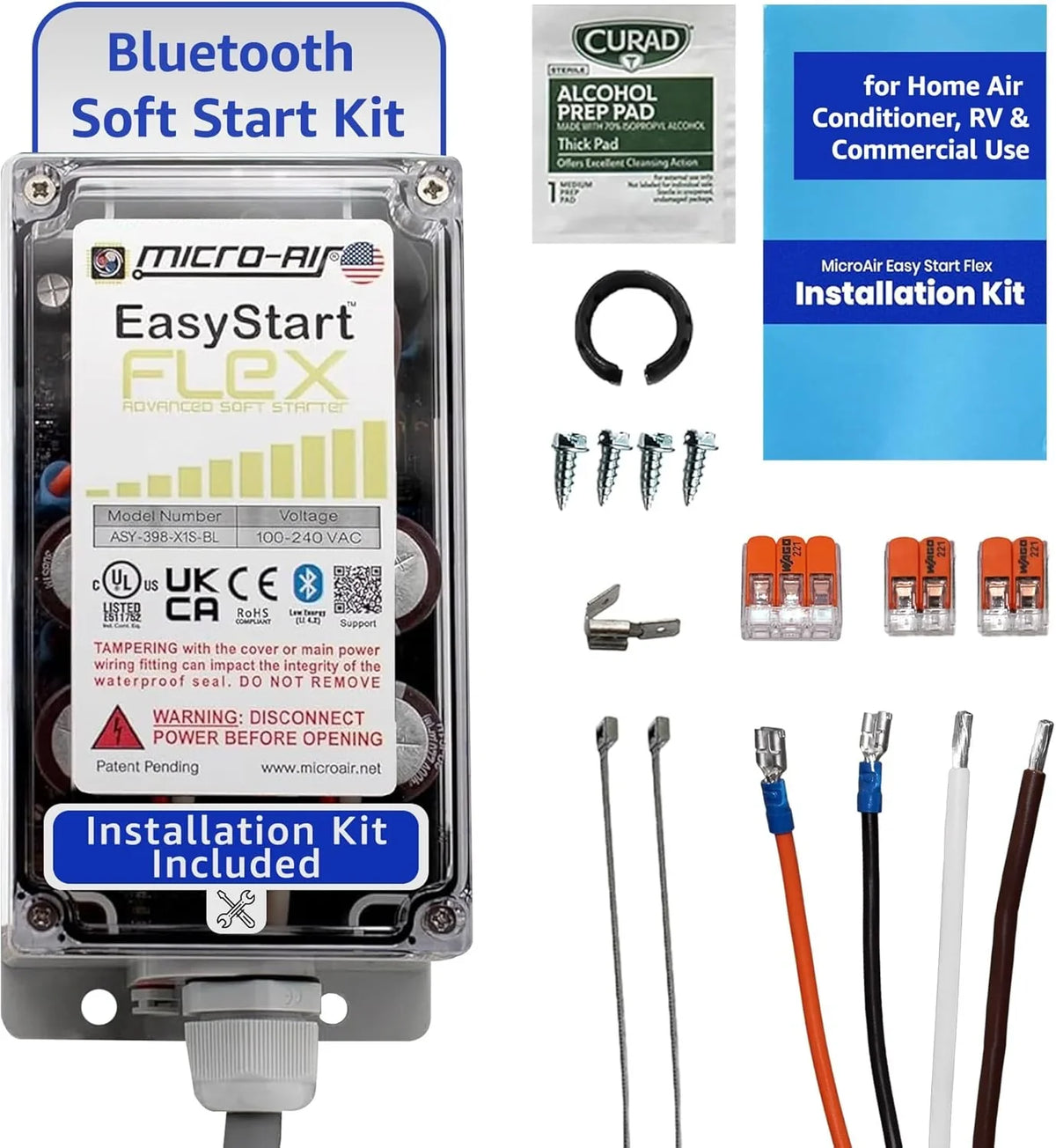 EasyStart FLEX 398 - Wireless Soft Start Kit for Home Air Conditioner, RV & Commercial Use, Works with Generators, Reduces Power Surge, Efficient Start-Up - Up to 6 Tons w/Installation Kit