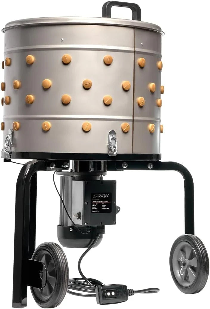 750W Chicken Plucker Poultry De-Feather Remover with 92 Soft Fingers Feather Plucking Machine 20" Drum Stainless Steel