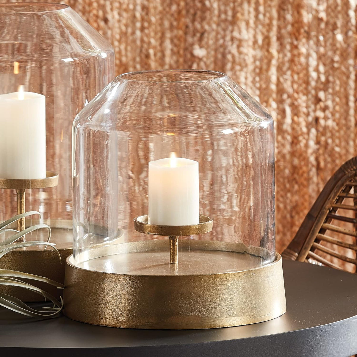 Elegant Gold Large Round Hurricane Candle Holder Dome Shape 13 in Terrarium Classic