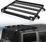 Full Size Roof Rack Cargo Basket Compatible with 2010-2024 4Runner 5th Gen with 4 Lights, Overland Rooftop Luggage Storage Holder, Platform Style Cargo Carrier for Outdoors Gear