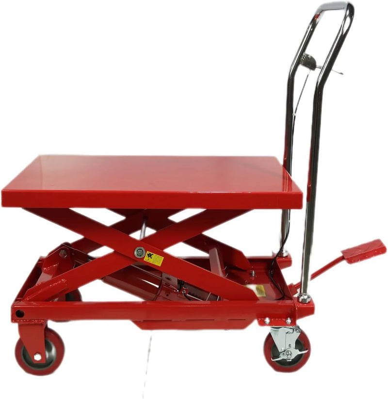 500LBS Hydraulic Lift Table Cart, 30" Lifting Height., Double Scissor Lift Table with 4 Wheels and Non-Slip Pad, Hydraulic Scissor Lift Table for Material Handling and Transportation E2982