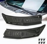 The front windshield wiper cover panel grille is compatible with the 2009 - 2014 models of F150. It features two front insert panels on both the left and right sides.