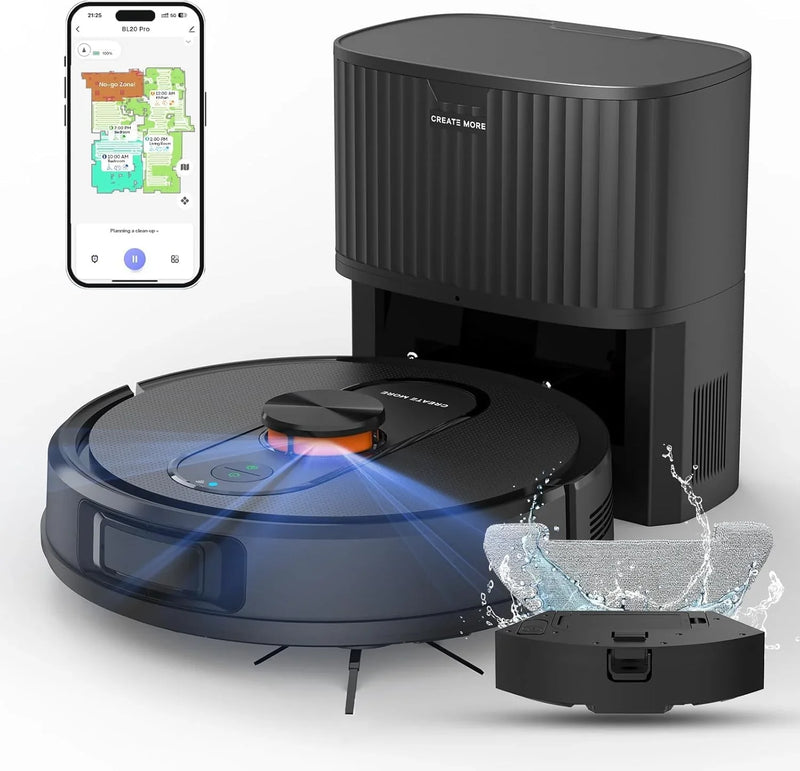 Robot Vacuum and Mop with Self-Emptying, 5000Pa Robotic Vacuum with LiDAR Navigation, Mapping, 60-Day Hands-Free Cleaning, No-Go Zones,Wi-Fi/App/Alexa Control, Ideal for Pet, Hard Floors, Carpet C3940