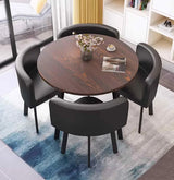 A 4-person conference table and chair set, office reception room club table and chair combination, suitable room / central area / farmhouse / home office, medieval style table and chair set