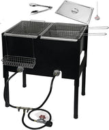 Triple Deep Fryer-3 Basket Stainless Steel Propane Cooker-Outdoor Fish Fry/Chicken-Tall Heavy Duty