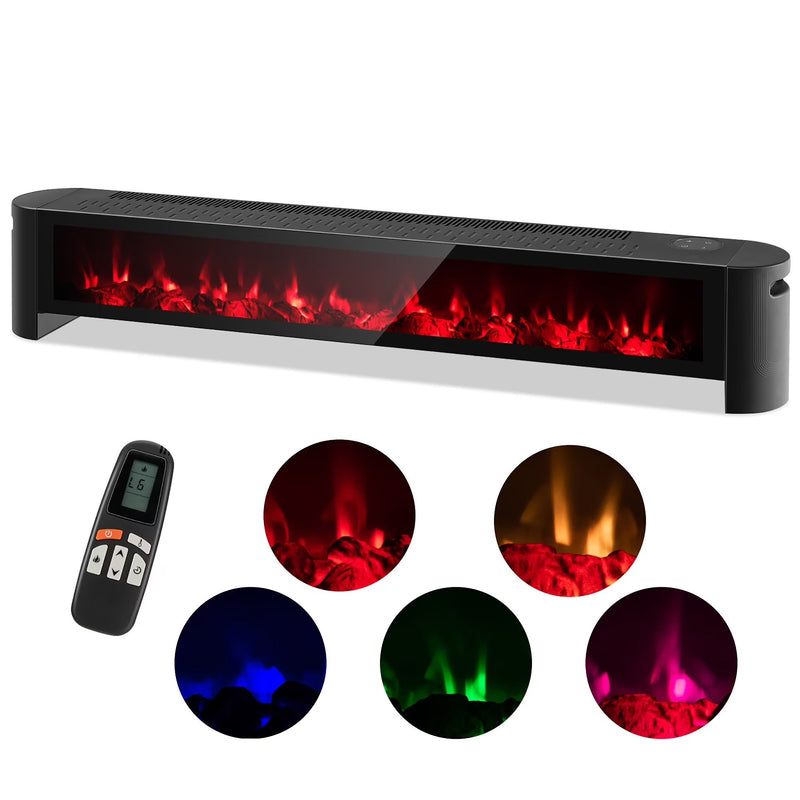 1400W Electric Baseboard Heater Convection Space Heater with Realistic 3D Flame Y4880
