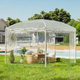 19.2×9.7×8.5 feet Outdoor upgraded retractable greenhouse with adjustable reinforced frame, portable walk-through greenhouse, equipped with 2 rollable zipped doors and mesh windows, PE shell, white