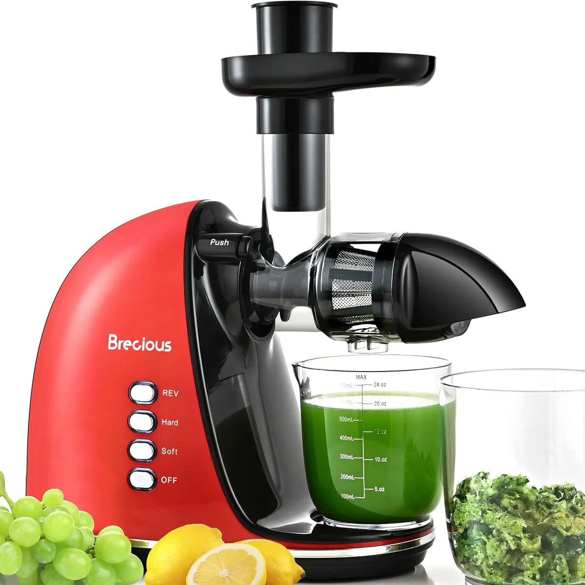 Slow Masticating Juicer,Brecious Cold Press Juicers with 2 Speed Modes & Quiet Motor,Juicers Machines Vegetable and Fruit with Reverse Function,Celery Juicer,BPA-Free,Easy to Clean (Black)