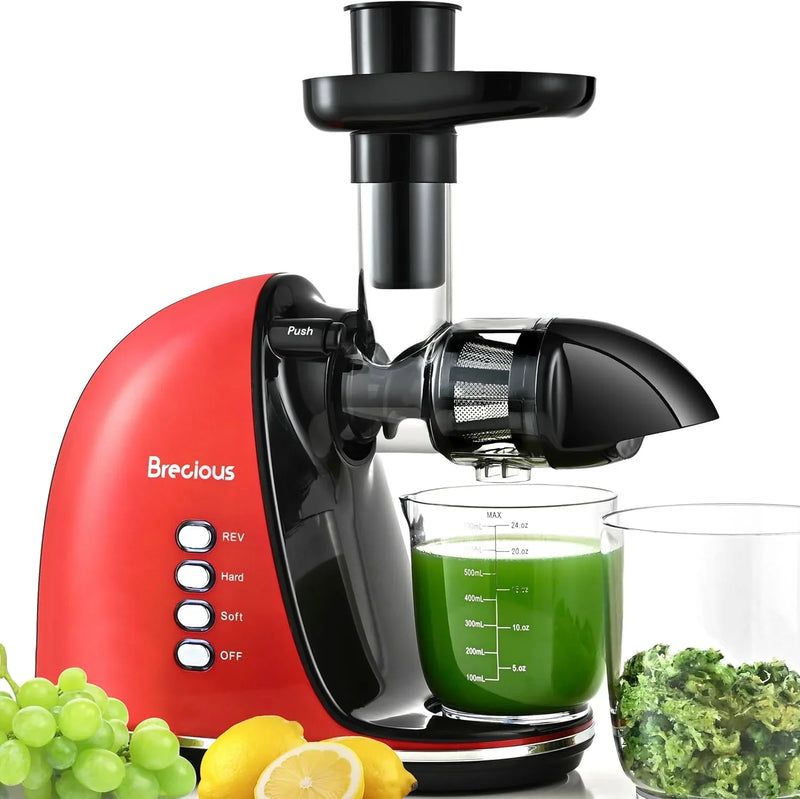 Slow Masticating Juicer,Brecious Cold Press Juicers with 2 Speed Modes & Quiet Motor,Juicers Machines Vegetable and Fruit with Reverse Function,Celery Juicer,BPA-Free,Easy to Clean (Black) I6283