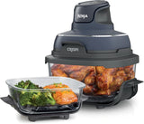 Air fryer can be used in conjunction with microwave ovens, refrigerators and dishwashers. It is made of non-toxic glass material and features a portable cooking system with a capacity of 4 gallons. It comes with 6 glass containers and a sealing lid