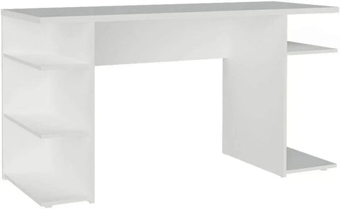 Madesa Large Modern Gaming Computer Desk 53 Inch with 5 Shelves Cable Management Student Study Wooden Table Home Office Gamer Desk for Kids and Adults - White