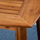 7-piece cherry wood dining set, teak surface / blue