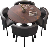 A 4-person conference table and chair set, office reception room club table and chair combination, suitable room / central area / farmhouse / home office, medieval style table and chair set