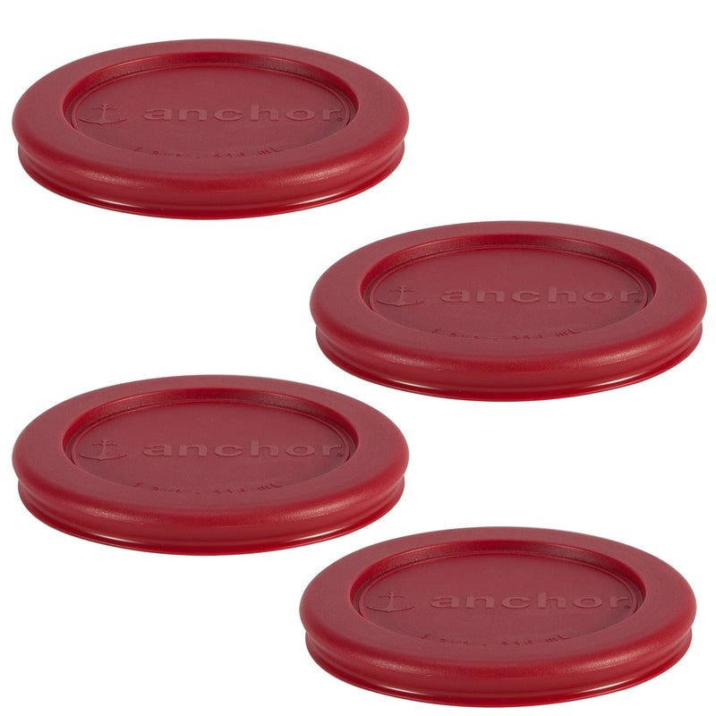 Plastic Lid Set, Red, 4-pc x 1-Cup W3289