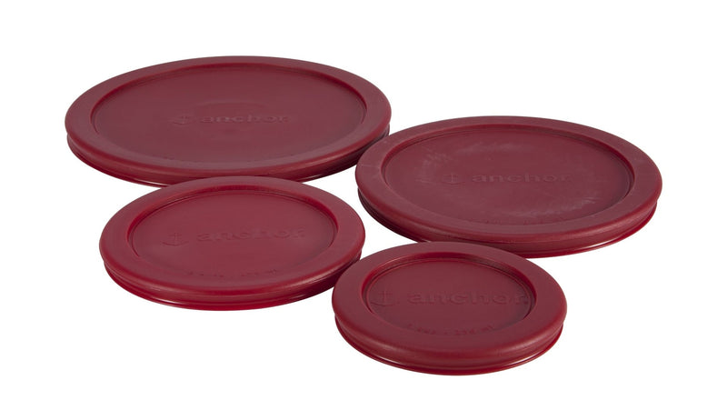 Plastic Lid Set, Red, Assorted Sizes, 4-pc Q9730