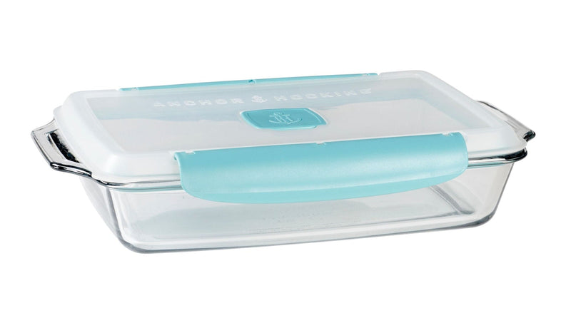 Rectangular Glass Bakeware Container with TrueLock Vented Locking Lid, 3-qt R1378
