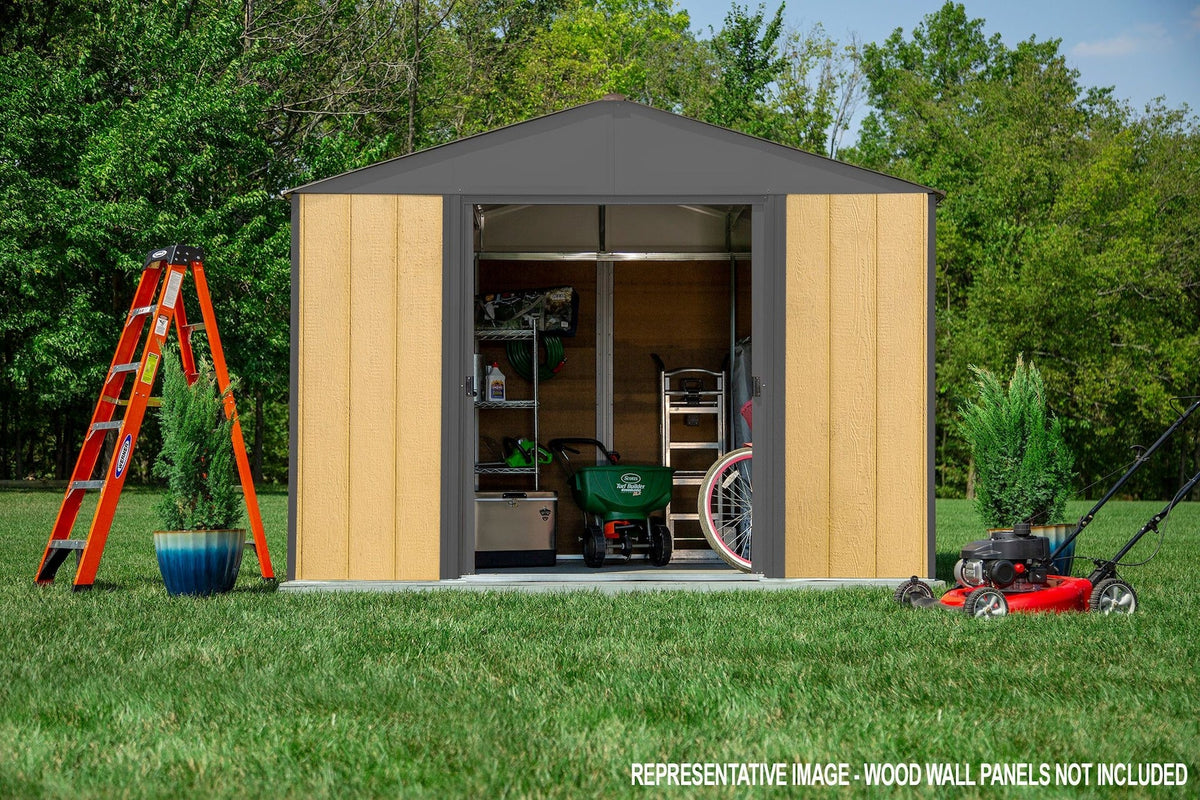Arrow Ironwood Steel Hybrid Shed Kit, Anthracite, 10-ft x 8-ft