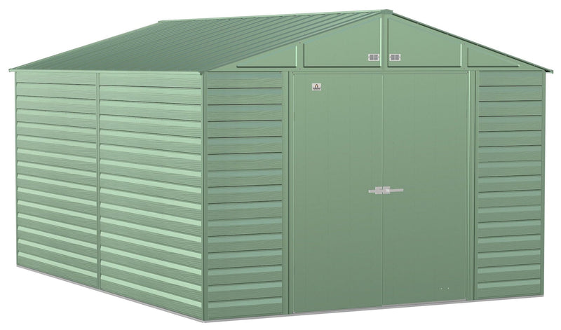 Select Galvanized Steel Storage Shed, Sage Green, 10-ft x 14-ft N6292