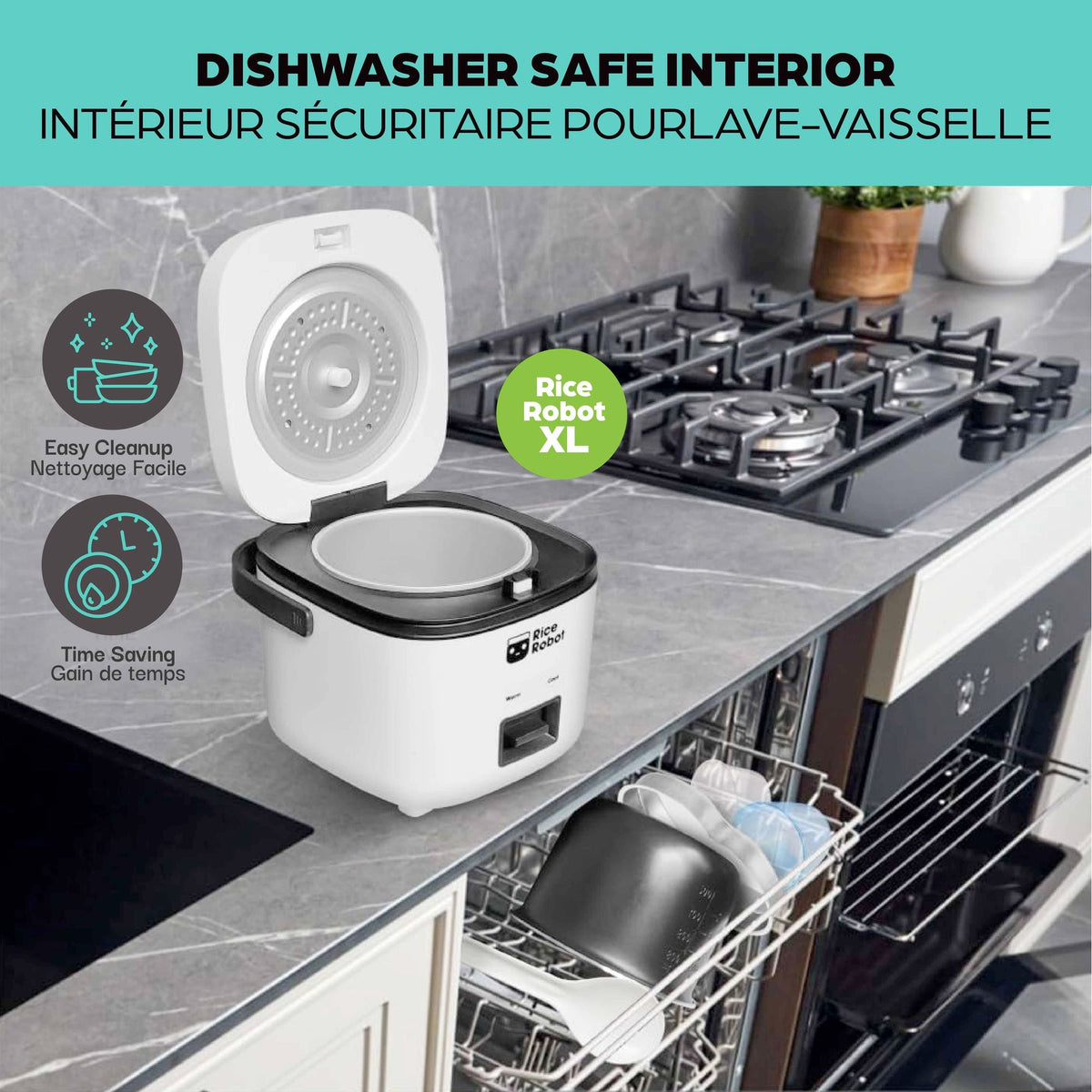 Nonstick Rice Cooker Robot, Large, 2-L Capacity