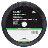 Atlas Plastic Lawn Mower Replacement Wheel, Wide Tread 8-in x 1.75-in