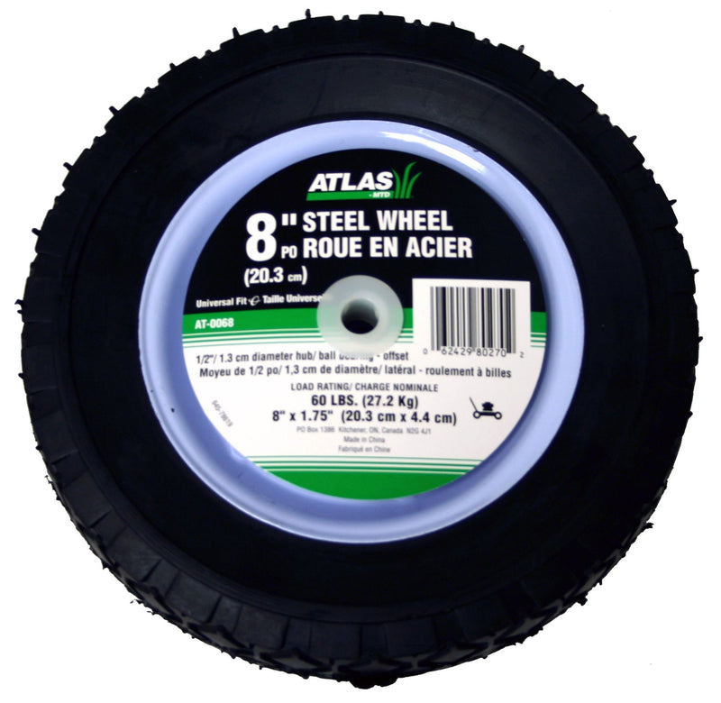 Steel Lawn Mower RePlacement Wheel with Ball Bearings, 8 in x 1.75-in E6056