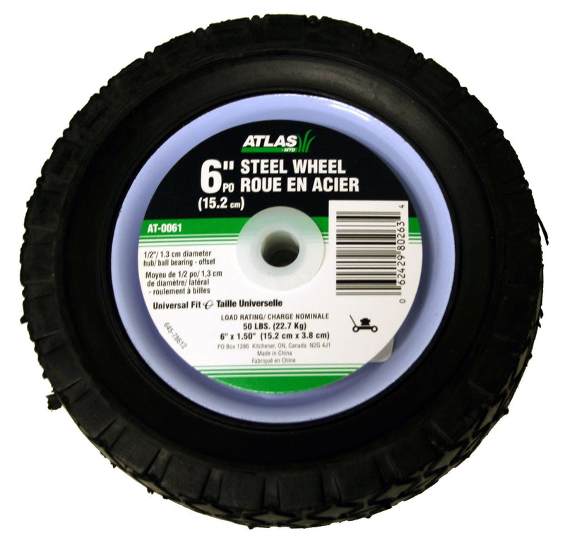 Steel Lawn Mower Wheel with Ball Bearings, 6-in x 1.5-in E7683