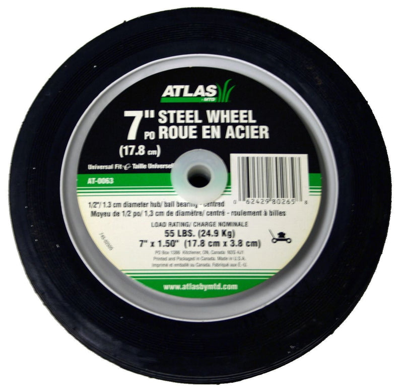 Steel Lawn Mower Wheel with Ball Bearings, 7-in x 1.5-in U6260