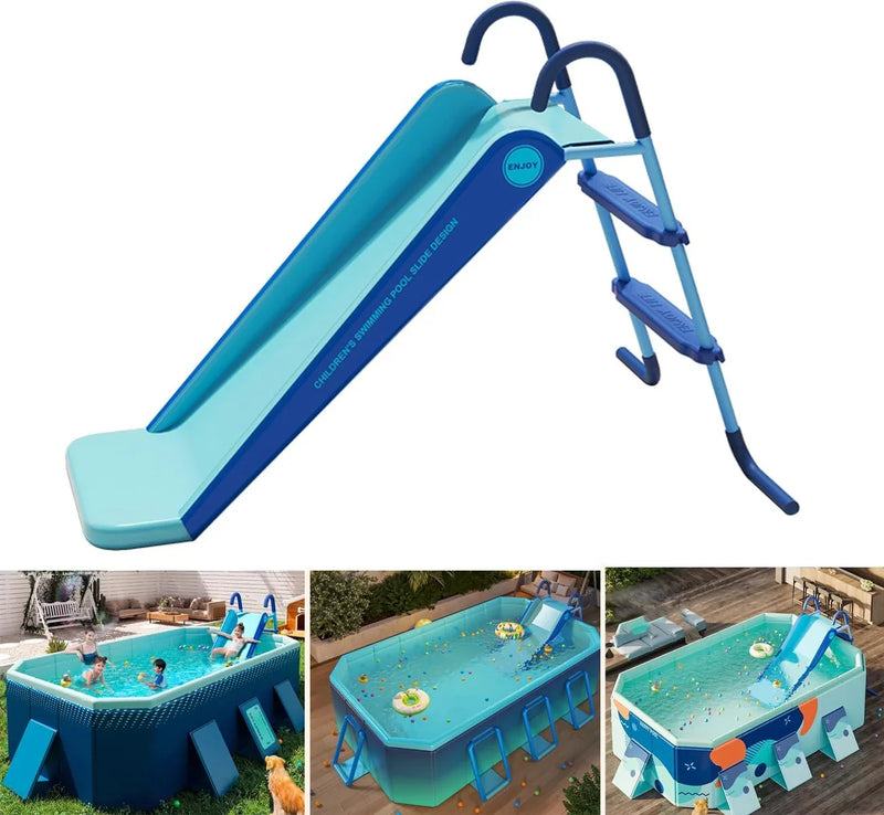 Pool Slide Inflatable Swimming Water Slide, Summer Swimming Pool Supplies Universal Trampoline Ladder Backyard Slide Home Playground Equipment F827
